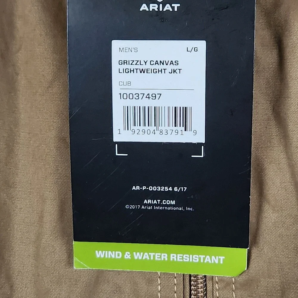 Ariat Grizzly Canvas Lightweight Jacket Mens Large Cub Brown Concealed Carry NEW